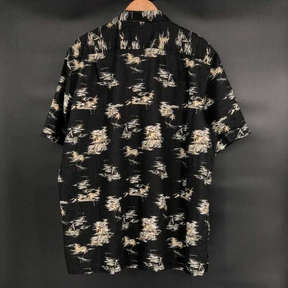 Tasso Elba Island Men's Button Up Tropical Shirt XXL Black Linen Blend Vacation - Picture 2 of 8